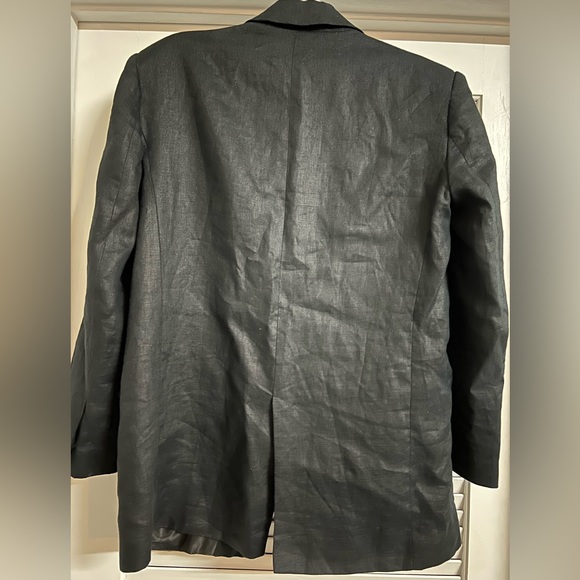 Zara Linen Blazer, Navy, Size M - Picture 2 of 4